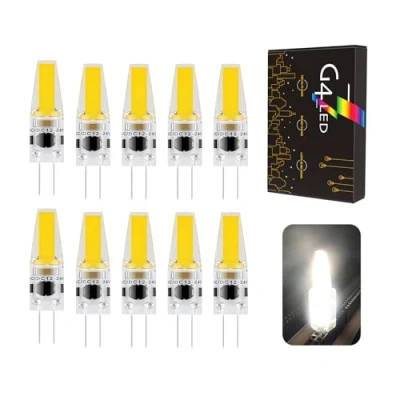 Bild av G4 LED lampor, 3W 270LM, ersättning för 30w halogen, AC/DC 12V 24V lampor G4, inget flimmer dimbar 360 ljusvinkel, Pin Base Bulb Light Bulbs 10pcs Pack (Color : Natural white 4000
