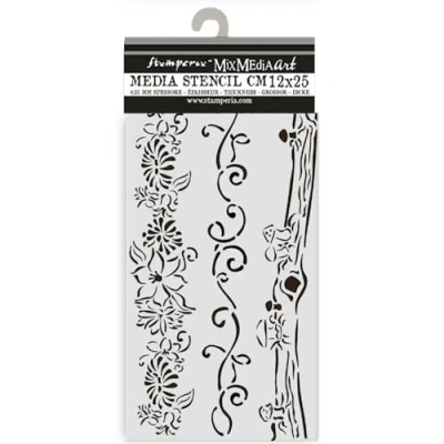 Bild av Stamperia Thick Stencils for Scrapbooks, Albums, Cards, Bullet Journalling, and More, Flexible Material, Easy to Clean, Perfect Hobbies, Crafts Gifting (Hidden Grove, 3 Borders)