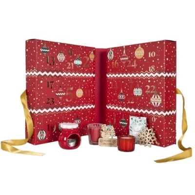 Bild av HOME DECO FACTORY, BO0095, adventskalender med doftljus och överraskningar, traditionell design, festlig atmosfär, perfekt för presenter, röd, en storlek