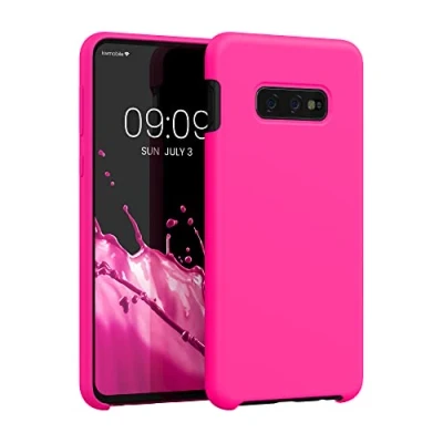 Bild av kwmobile fodral kompatibelt med Samsung Galaxy S10e silikon mobiltelefonfodral mjuk yta trådlös laddning neonrosa