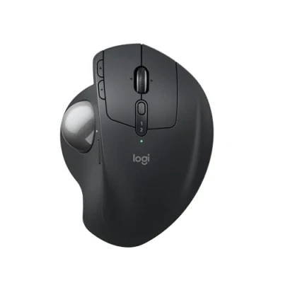 Bild av Logitech MX Ergo S avancerad trådlös mus med styrkula, USB C laddningsbar ergonomisk Bluetooth och krypterad dongel, 6 programmerbara knappar, för PC/Mac Grafitgrå