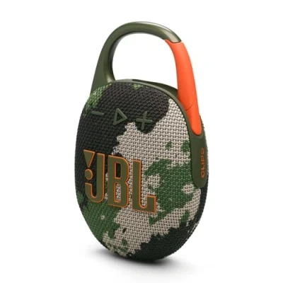 Bild av JBL Clip 5 Bärbar Bluetooth högtalare med Pro ljud, ett kraftfullt bas Playtime Boost funktion, 12h batteritid, vatten och dammtät design, kamouflage färg