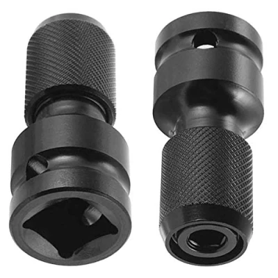 Bild av DXLing 2 Pieces Impact Adaptor 1/2 Square Drive to 1/4 Hex Shank Socket Adapter Quick Release Chuck Converter Screwdriver Bit Chucks Conversion for and Ratchet Wrench Black
