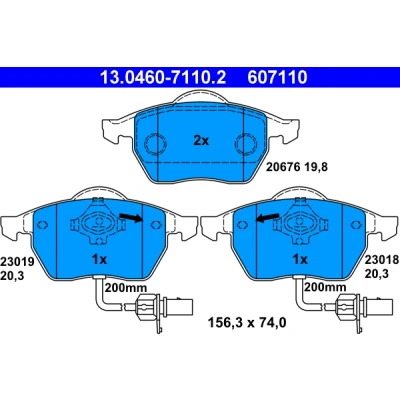 Bild av ATE 13.0460 7110.2 Jeu de plaquettes frein contact signal d&#039;usure inclus AUDI: A4 B7 Berline, B6 B5 Avant oscaro, mister auto,