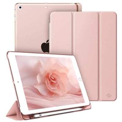 Bild av Fintie Fodral kompatibelt med iPad 6:e generationen (2018)/iPad 5:e (2017) 9,7 tum, smalt skydd frostad baksida pennhållare, stödjer automatisk uppvakning/sömn, roséguld
