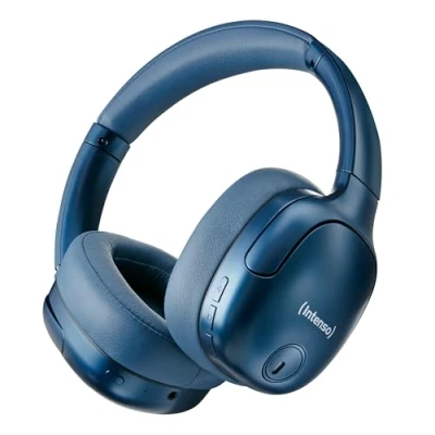 Bild av Intenso O400HA Over Ear hörlurar Hybrid Active brusreducering, upp till 75 timmars drifttid och Bluetooth 5.3, med musikläge, transparent läge snabb laddningstid, blå