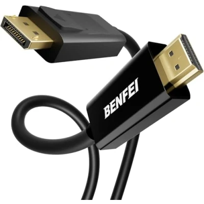 Bild av displayport till HDMI 1,8 m kabel, Benfei 2 pack DP HDTV 1080P adapter hane omvandlare guldpläterad sladd för Lenovo, Dell, HP, Asus och andra märken
