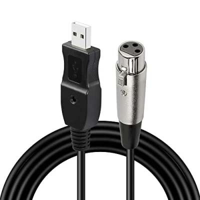 Bild av GELRHONR USB till XLR mikrofonkabel, mikrofonkabel 3 stifts kabel hona för karaokesång/instrumentinspelning (3M/10FT)