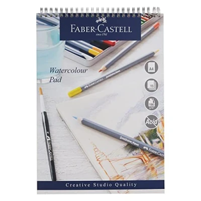 Bild av Faber Castell Creative Studio A4 spiralbunden vattenfärg dyna 190 gsm 15 ark