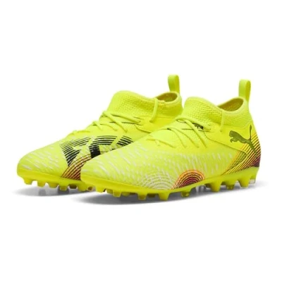 Bild av Puma Future 8 Match MG JR Unisex Fotbollsskor fasta dobbar för barn, Storlek: 37.5, Yellow alert/puma black/sun struck Konstmaterial/textil