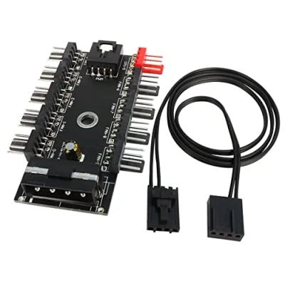Bild av HuaLiSiJi 4 stiftsfläkt HUB PWM fläktkontroll PC fläkt CPU kylning 10 port 12 V stift Molex kontroll (10 portar Molex)