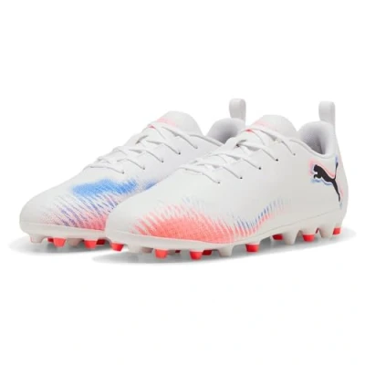 Bild av Puma Future 8 PLAY MG Unisex Fotbollsskor inomhusskor för barn, Storlek: 30, White/black/glowing red Textil/syntet