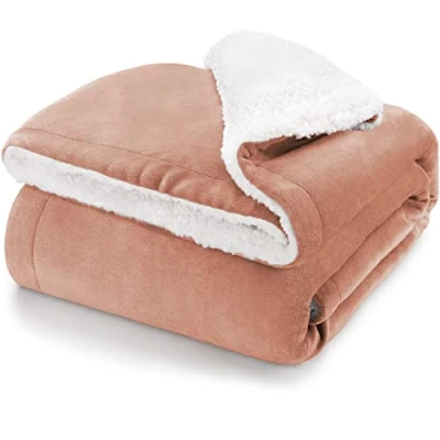 Bild av Blumtal Premium Sherpa mysfilt 230 x 270 cm varm filt OEKO TEX® certifierad tjock sofffilt, sängöverkast eller vardagsrumsfilt, dammig rosa