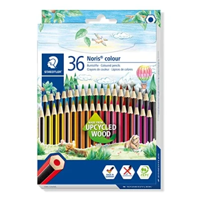 Bild av STAEDTLER Buntstift Noris Colour, erhöhte Bruchfestigkeit, Sechskantform, ergonomische Softoberfläche, Wopex Material, Set mit 18 brillanten Farben im Kartonetui, 185 CD36