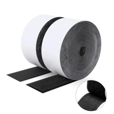Bild av SUTOUG kardborreband med självhäftande, 50 mm x 5 m, slitstarkt krokband och band, extra starkt dubbelsidigt kardborreband, väggsjälvhäftande remsor för inomhus utomhusbruk, svart