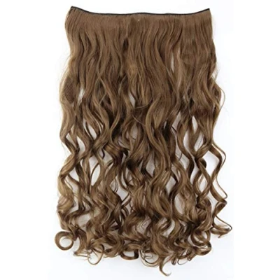 Bild av CAISHA 55cm Clip In Extensions Hårförlängning Hårstycke Rak Voluminös Vågig Brun C63 1