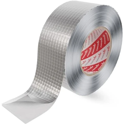 Bild av Poppstar Aluminiumtejp förstärkt med glasfiberväv för tätning och isolering (50m x 48 mm) Värmeskydd &amp; ångspärr självhäftande aluminiumtätningstejp mm