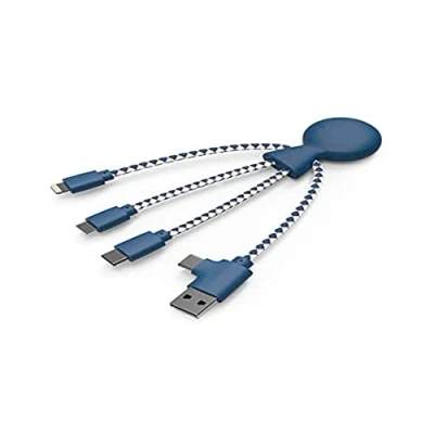 Bild av Xoopar Mr Bio 4in1 Multi USB Octopus Kabel Blå Universal Laddare Designad med miljövänliga material Smartphone Plug
