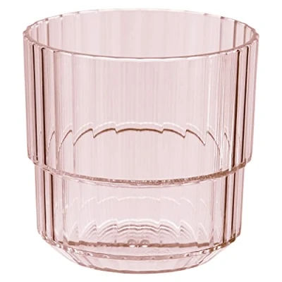 Bild av APS dryckesbägare LINEA högkvalitativt tritan plastdricksglas med 0,22 liter, BPA fritt, stapelbart, okrossbart återanvändbart glas, och diskmaskinssäkert, 220 ml, ljusrosa