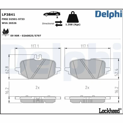 Bild av Bromsbeläggssats, skivbroms DELPHI LP3841