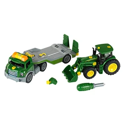 Bild av Theo Klein 3908 Transporter with John Deere Tractor I Screw Set Including Screwdriver Toys for Children Aged 3 and over