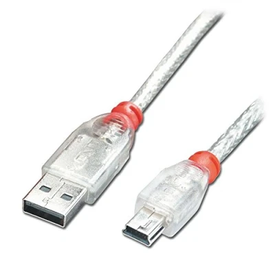 Bild av LINDY 41780 0,2 m USB 2.0 typ A till mini B kabel, transparent