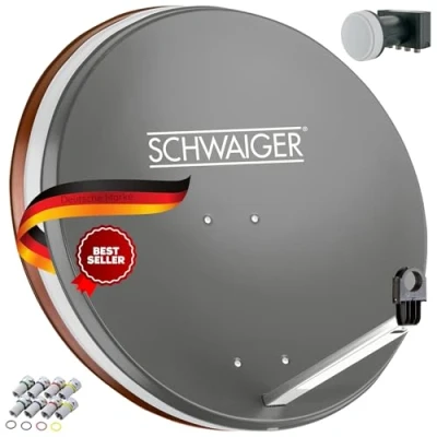 Bild av SCHWAIGER 517 Satellitanläggning Satellitantenn 75 cm Stålparabol Quad LNB digital 4 deltagare 8 F kontakter 7 mm x 85 antracit