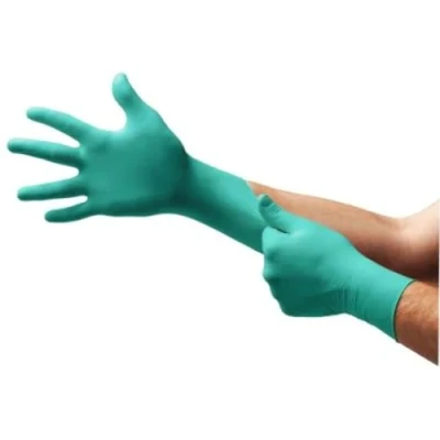 Bild av Ansell Microflex 93 260 engångshandskar Kemiskt skydd, vätske och lösningsmedelsskydd, patenterad ultraresistent formulering, flexibel bekväm, lång manschett, grön, storlek 2XL (50 Handskar)