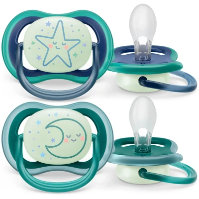 Bild av Philips Avent ultra air napp 2 lätta nappar som andas och lyser i mörkret för barn 618 månader, BPA fri med steriliserande bärfodral (modell SCF376/13)
