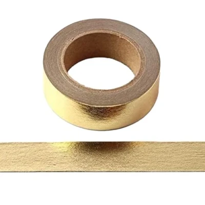 Bild av Syntego Solid folie washitejp dekorativ självhäftande maskeringstejp 15 mm x 10 meter (guld)