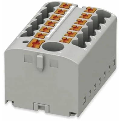 Bild av PHOENIX CONTACT PTFIX 6/12X2,5 GY distributionsblock, basklämma med matning, 450 V, 24 A, antal anslutningar 13, tvärsnitt 0,14 mm² 4 mm², AWG 2612, bredd 41 mm, höjd 21,7 grå, 8 stycken