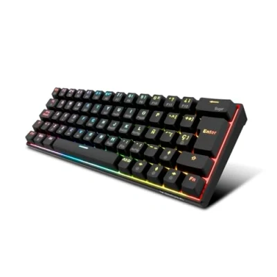 Bild av KROM KYARA Mekaniskt RGB spelkeyboard, Bluetooth 5.0, 2.4 GHz och USB, 60% design, utbytbara brytare, kompatibel med Windows, Android, IOS MAC, spansk layout, svart färg