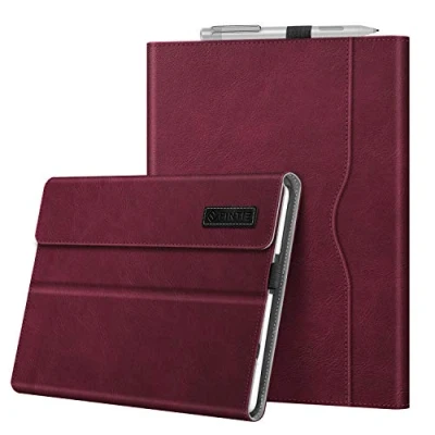 Bild av Fintie Fodral för Microsoft Surface Go 4/Surface 3/Surface 2/Surface 10 tums surfplatta multibetraktningsvinkel konstläder skyddsfodral med dokumentslitsar, typ Cover kompatibel, Bordeaux