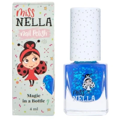 Bild av Miss Nella COOL KID Speciellt mörkblå glitternagellack för barn, vattenbaserat och luktfritt som enkelt går att skala bort.