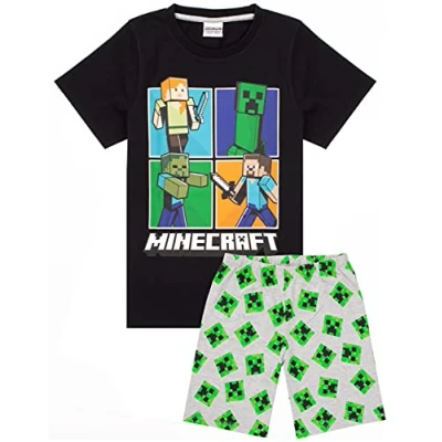 Bild av Minecraft pyjamas för pojkar barn 4 stilalternativ Creeper Steve Alex Zombie karaktärer spelare T shirt kort set varor gåvor, Flerfärgad, 8 9 År
