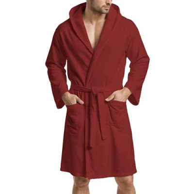Bild av PETTI Artigiani italiensk unisex, mikrofiber med huva, 100% tillverkad i Italien, mikrofiber, bordeaux, M