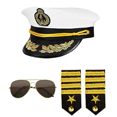 Bild av W WIDMANN MILANO Party Fashion 68543 utklädnadsset kapten, mössa, epauletter och glasögon, marinblå captain, karneval, temafest