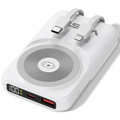 Bild av powerbank USB C [10 000 mAh] magnetisk kompatibel med Magsafe &amp; iPhone 12/13/14/15/16 Pro Bärbar Charger trådlös induktion kabel (alla smartphone typer)