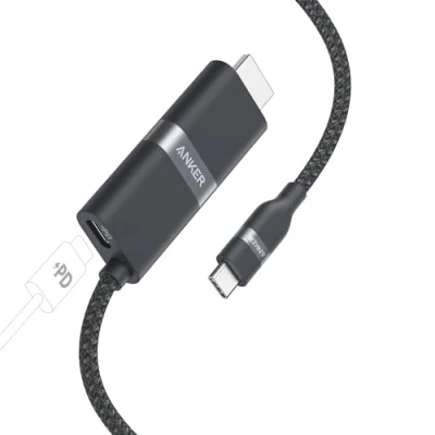 Bild av Anker Nano USB C till HDMI kabeladapter med 140W PD snabbladdningsport, 4K@60Hz kabel, hållbar avancerad skärmning, Thunderbolt 5/4/3 kompatibel, för MacBook, iPhone, HD TV (90