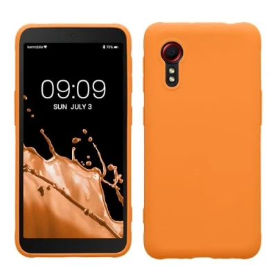 Bild av kwmobile fodral kompatibelt med Samsung Galaxy Xcover 5 mjukt smalt skyddande TPU silikonskydd fruktig orange