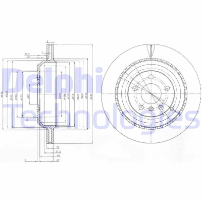 Bild av DELPHI BG4030 Disque de frein 330 22 5 ventilé huilé non traité sans roulement roue, bague ABS MERCEDES BENZ: Classe R, ML, GL