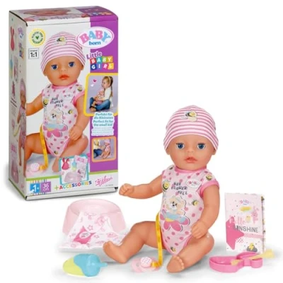 Bild av BABY born Little Magic Girl 835333 36 cm docka med 7 verklighetstrogna funktioner och tillbehör Inga batterier krävs lämplig för barn från 1 år, vit