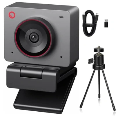 Bild av OBSBOT Möt 2 Ultra HD 4K Streaming Webkamera, 1080p vid 60 FPS, videokonferenskamera med AI automatisk beskärning, USB C, dubbla brusreducerande mikrofoner, fungerar MS_Teams/Zoom Grå