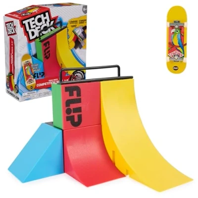 Bild av Tech Deck X Connect startset tävlingsvägg 2.0 rampset med autentisk fingerboard av märket Flip och tillbehör, från 6 år