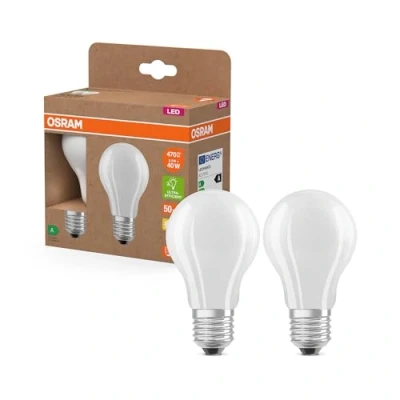 Bild av OSRAM traditionell LED lampa E27 2,2W matt 2 700K 470lm 2er