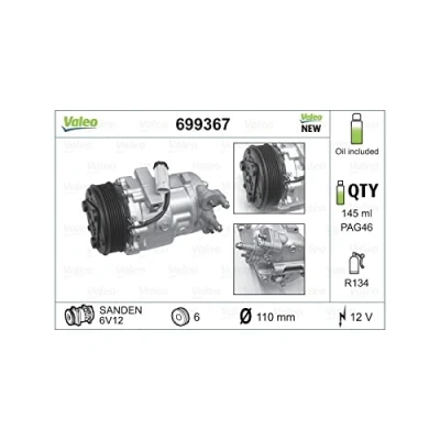 Bild av VALEO 699367 compresseur De Climatisation 6V12 12 PAG 46 R 134a avec huile NEW ORIGINAL PART OPEL: Meriva A, Corsa C 3/5 portes