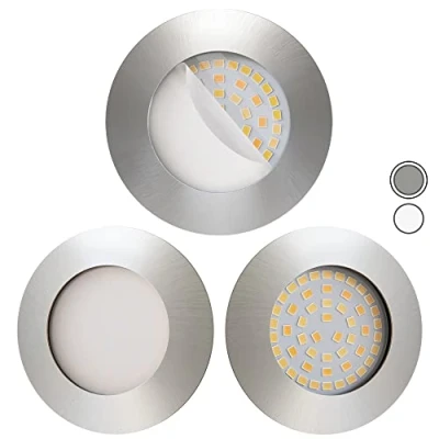 Bild av Scandinavian Home Set med 3 LED infällda spotlights dimbar WarmDim 230 V 5,8 W varmvit 60 mm 70 I badrum lämplig ICRI 90 580 lm 3100 K 68 rostfritt stål design frostat glas spot