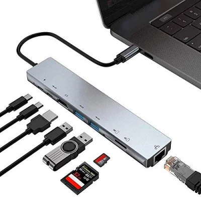 Bild av USB C Hub 8 i 1 Multiport typ adapter med 4K HDMI port......