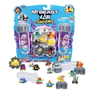 Bild av MrBeast Lab Swarms Hyper Fusion serien, samla 100+ unika Fusionssvärmar, Mega Pack innehåller 14 mikroodjur, samlarklistermärken och 4 fusionshattar för att bygga ut dina egna