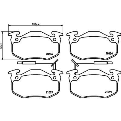 Bild av HELLA 8DB 355 018 941 Jeu de plaquettes frein avec contact du palpeur d&#039;usure intégré RENAULT: TWINGO 1, CLIO Super 5 3/5 portes
